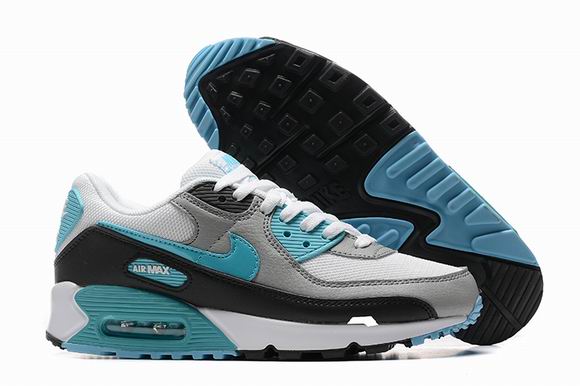 Cheap Nike Air Max 90 Men's Shoes Grey Blue Black-91